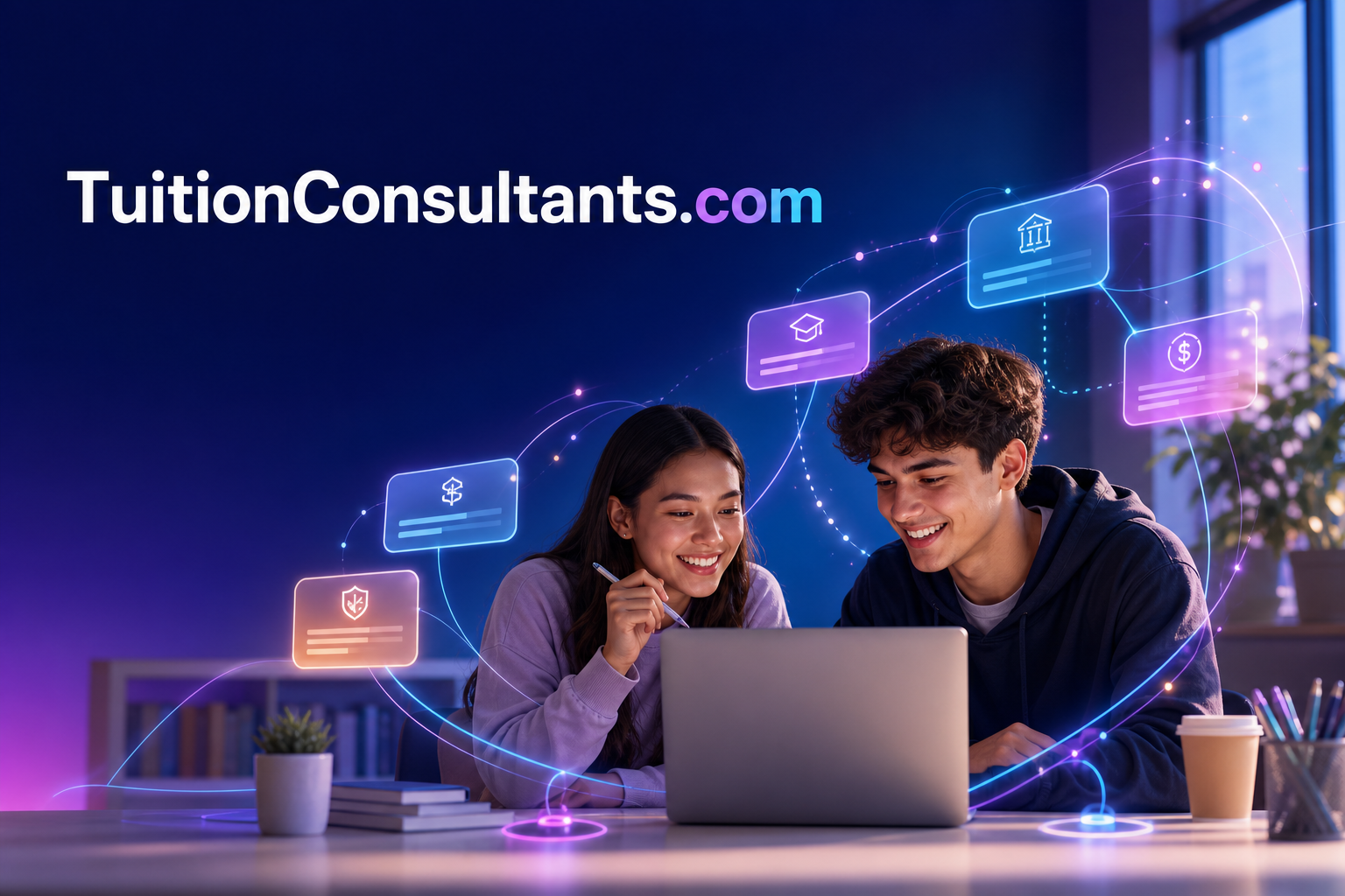 Concept interface for an AI-powered tuition and education consulting platform